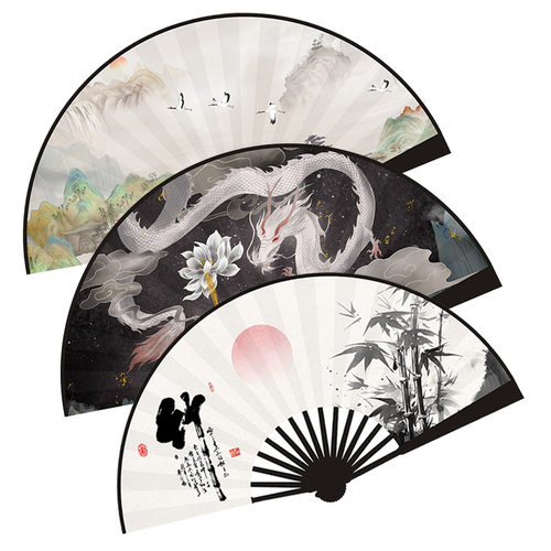 Chinese double-sided 10 inch dragon fan, special folding fa