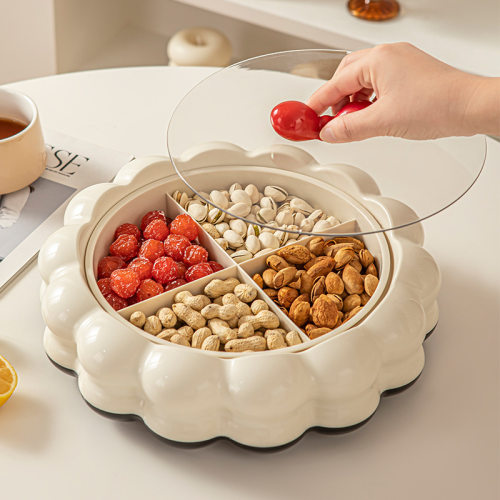 Living room coffee table, Chinese New Year candy snacks, nu
