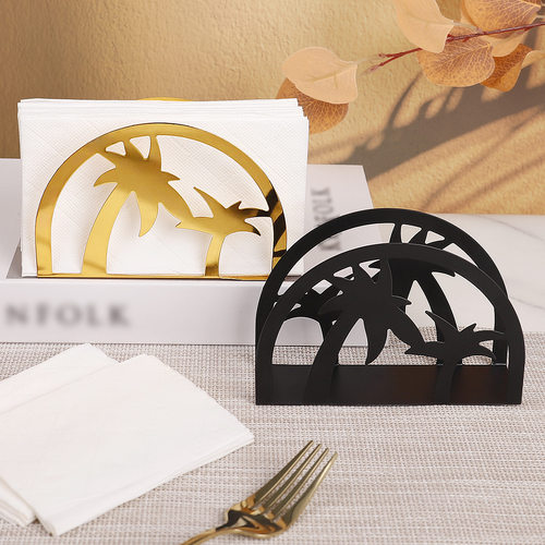 Iron metal semi-circular coconut tree napkin holder, restau