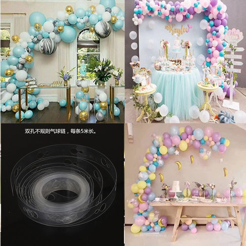 Single and Double Hole 5-meter Transparent Balloon Chain We