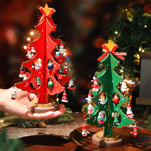 Desktop wooden Christmas tree gift small Christmas tree woo