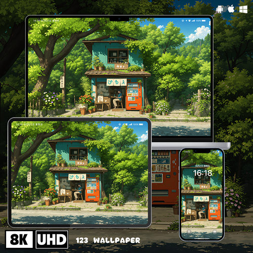 日系治愈森林小屋8K超清壁纸iphone苹果安卓手机电脑ipad平板壁纸