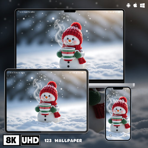 冬日治愈雪人温馨风超清壁纸iphone苹果安卓手机电脑ipad平板壁纸