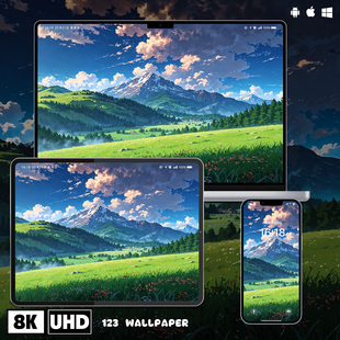 日系山水草原超清壁纸iphone苹果安卓手机电脑ipad平板壁纸动漫风