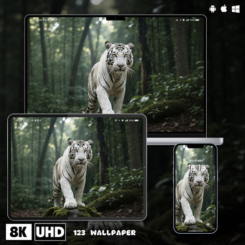 密林秘境白虎写实8K超清壁纸iphone苹果安卓手机电脑ipad平板壁纸