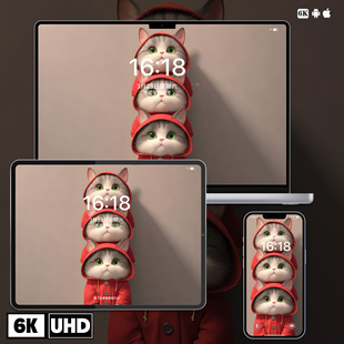 可爱猫咪插画手机壁纸苹果壁纸电脑壁纸平板壁纸ipad壁纸高清图