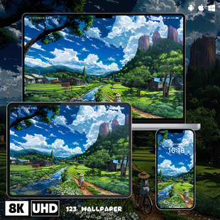 乡村夏日骑行治愈风超清壁纸iphone苹果安卓手机电脑ipad平板壁纸