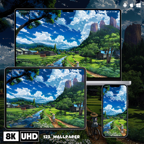 乡村夏日骑行治愈风超清壁纸iphone苹果安卓手机电脑ipad平板壁纸