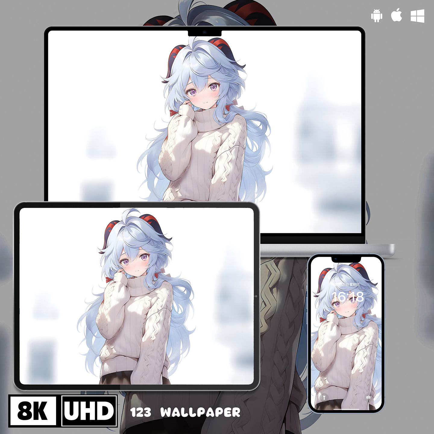 原神甘雨二次元超清壁纸iphone苹果安卓手机电脑ipad平板壁纸