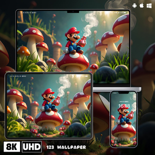 马里奥蘑菇王国8K超清壁纸图iphone苹果安卓手机电脑ipad平板壁纸