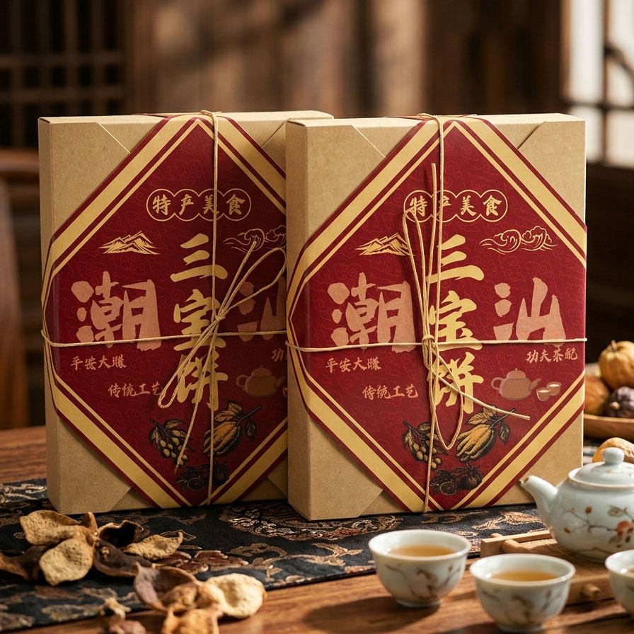 潮汕特产传统糕点三宝饼佛手饼陈皮饼竹盐黄皮饼独立包装手信礼盒