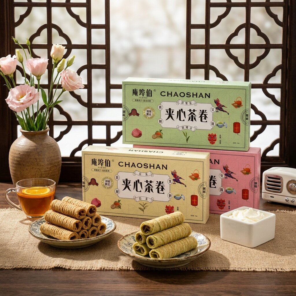 茶夹心卷大红袍铁观音白茶酥卷潮汕伴手礼茶点零食小吃休闲食品