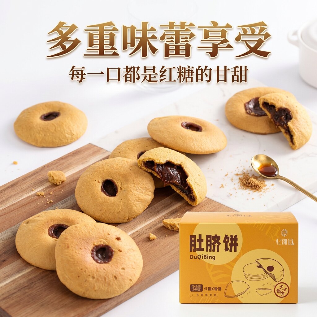潮汕特产红糖肚脐饼 零食大全各种美食饼子早餐充饥夜宵小吃糕点