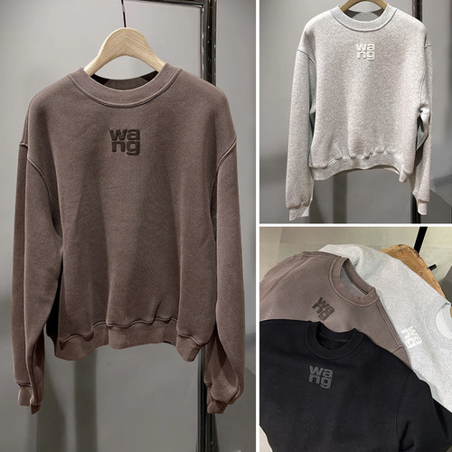 小众潮牌2024春季新款字母印花纯色宽松长袖套头卫衣上衣女