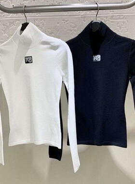 小众潮牌2024春季新款半高领长袖针织上衣修身显瘦打底衫女