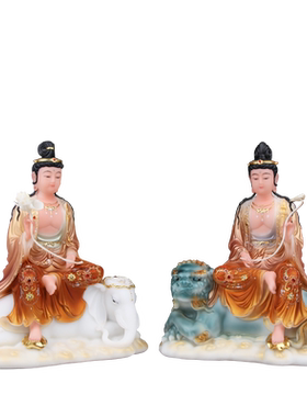 圣丰家居供奉摆件文殊普贤带骑