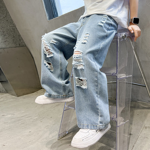 欧抱抱童装男童春装裤子2026新款儿童春季薄款中大童春秋款牛仔裤