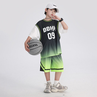 2026新款 欧抱抱男童夏装 渐变篮球服短袖 运动套装 速 青少年儿童夏季