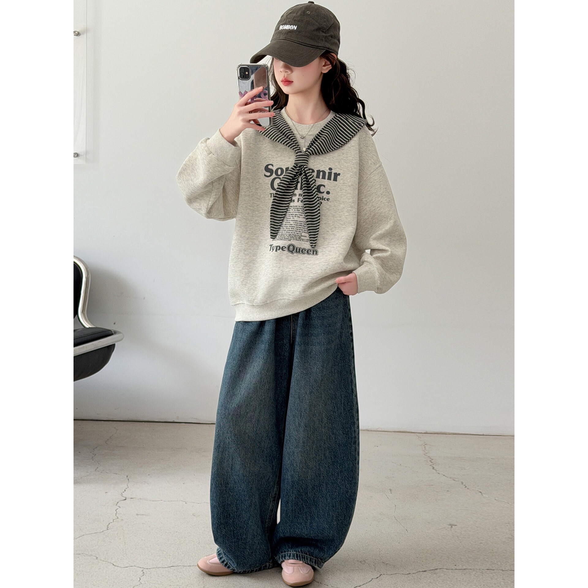 欧抱抱女童秋装韩系卫衣牛仔裤套儿童牛仔裤