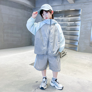 欧抱抱男童夏装 2026新款 中大儿童男孩夏季 冰 韩范速干运动防晒套装