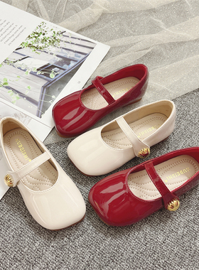 女童红色单鞋2025新款春夏季韩版玛丽珍公主鞋女孩百搭方头软底鞋