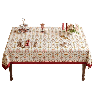 洛美丹顿美式复古轻奢结婚喜庆氛围感桌布茶几红色台布高级感罗莎