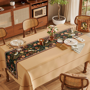 洛美丹顿氛围感美式桌旗床旗复古防水高级感电视柜布长条餐桌布