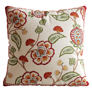 洛美丹顿红色抱枕美式情人节复古圣诞客厅沙发靠背车用靠垫罗莎