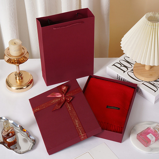 红色礼物盒装围巾礼盒空盒衣服睡衣礼盒礼品盒红色结婚鞋盒包装盒