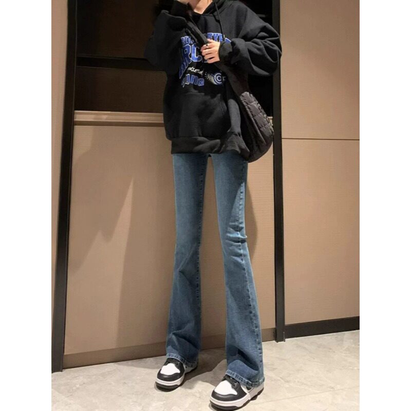 复古蓝微喇牛仔裤女2026秋季新款高腰喇叭裤小个子显瘦弹力马蹄裤