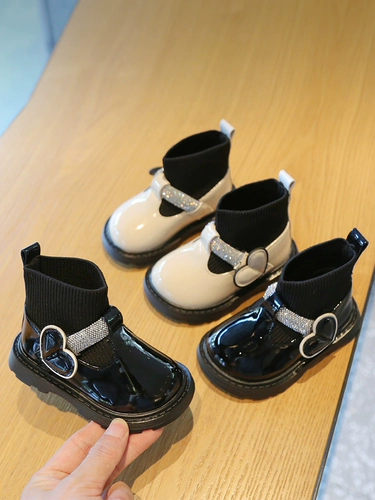 Martens, демисезонные флисовые детские короткие сапоги для девочек для раннего возраста, мягкая подошва