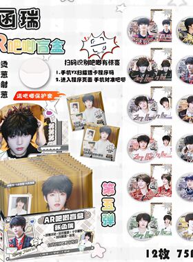 【XJ169】张函瑞AR夜光吧唧盲抽含12枚75mm明星马口铁双闪银葱徽