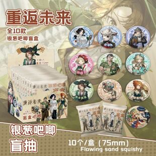 【XJ169】重返末来银葱吧唧盲抽107x96x107mm含10枚75mm动漫马口