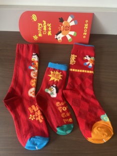 新年袜子红色一家三口红袜子2026马年秋冬季中筒袜春节穿本命年袜