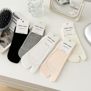 棉质马吉拉分趾浅口船袜女夏季 防掉跟纯色百搭透气吸汗隐形袜 薄款