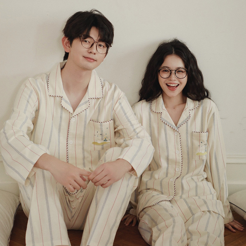 日系2025小王子情侣睡衣男女款秋冬季纯棉野兽家居服加厚套装