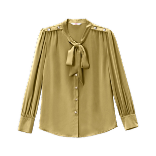 蝴蝶结女士衬衫春装2023年新款女款内搭上衣穿搭雪纺衫早秋衬衣寸