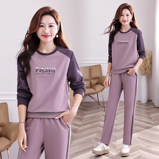 显瘦宽松两件套时尚 春秋新款 减龄 圆领卫衣运动套装 女款