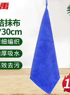 冰禹BYyc-146多功能细纤维吸水毛巾抹布清洁挂绳毛巾30*30蓝色10