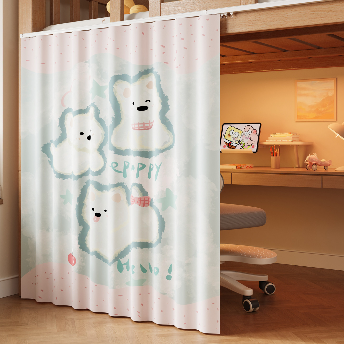 2026新款卡通宿舍遮光帘上下铺加厚寝室专用学生床帘防窥遮光布