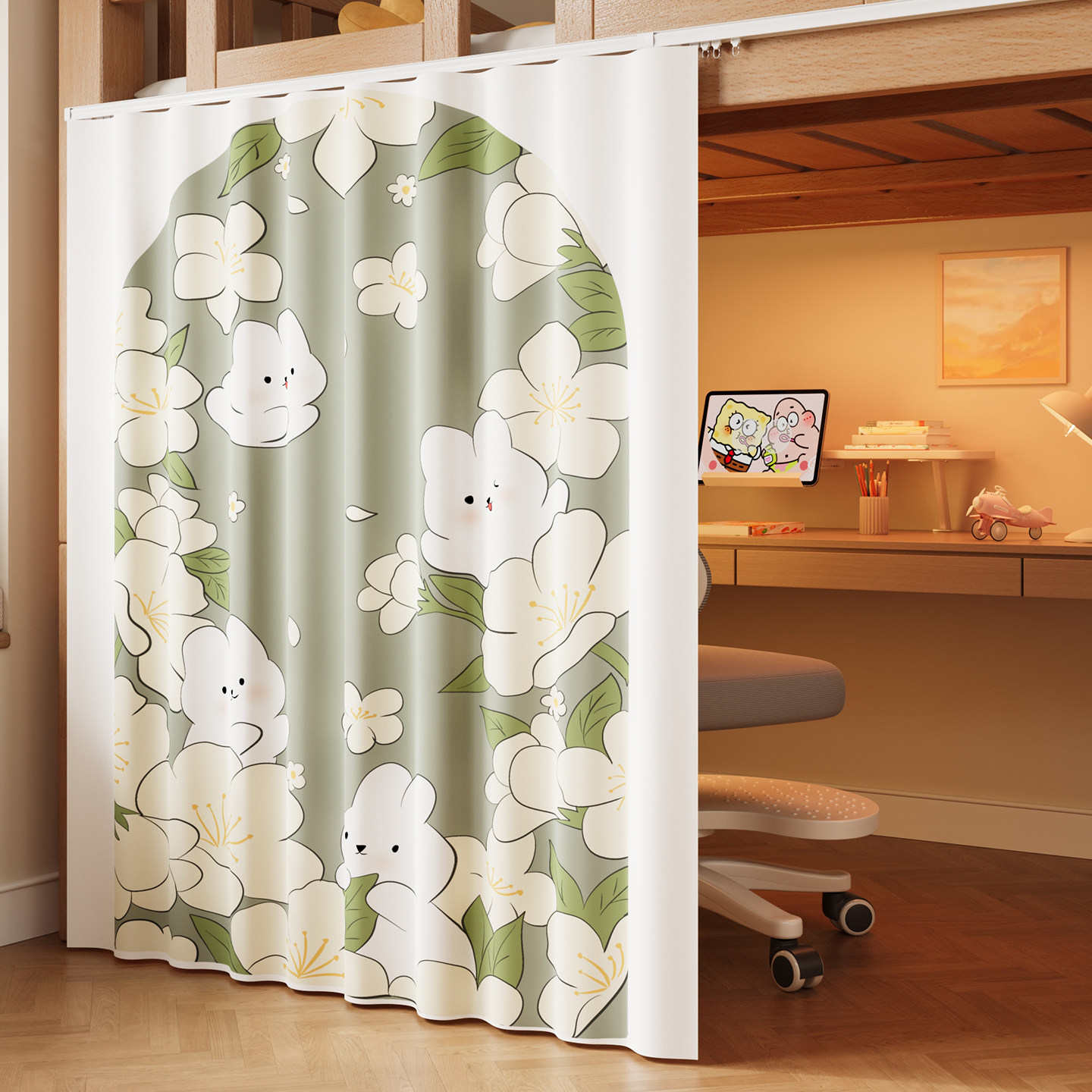 宿舍专用上下铺遮光帘加厚全包式卡通寝室床帘防蚊防尘隐私遮挡帘