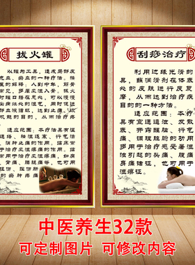 刮痧拔罐广告图片推拿按摩店宣传画经络养生针灸海报中医艾灸挂画