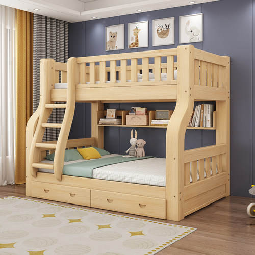 梵袖屿简约全实木子母床