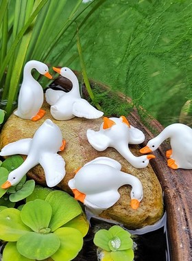 可爱大白鹅鸭子天鹅钓鱼翁微景观