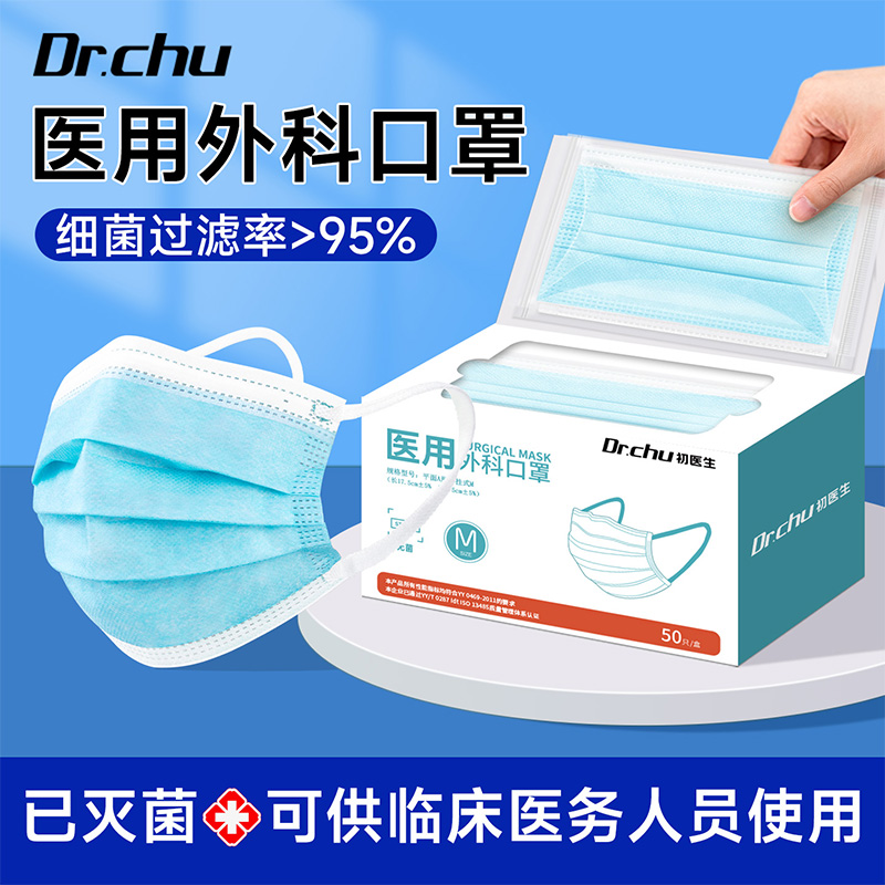 灭菌级医用外科泡泡纱耳带口罩