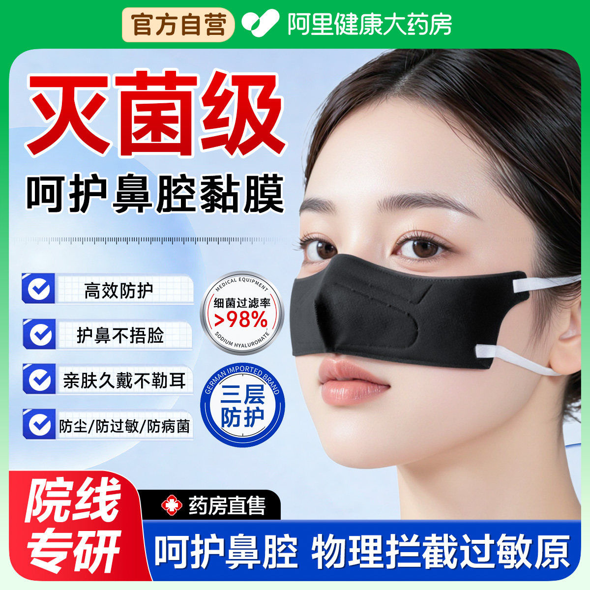 鼻罩防尘鼻炎口罩过敏性鼻炎专用防过敏防花粉烟尘猫毛睡觉一次性图片