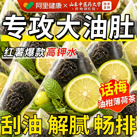 话梅油柑薄荷茶高钾水刮减油腻肥解腻生津冷泡茶包官方旗舰店正品