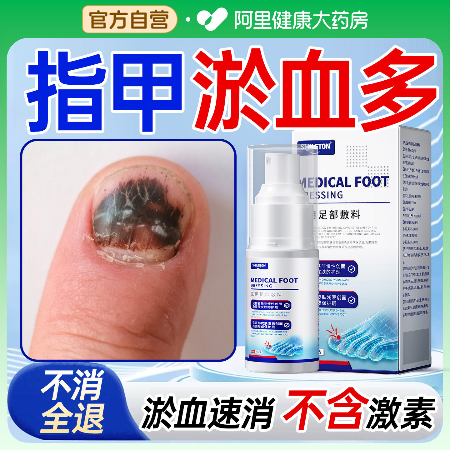 指甲下瘀血脚趾头手指被砸夹挤压撞黑紫受伤淤青甲母痣液体敷料