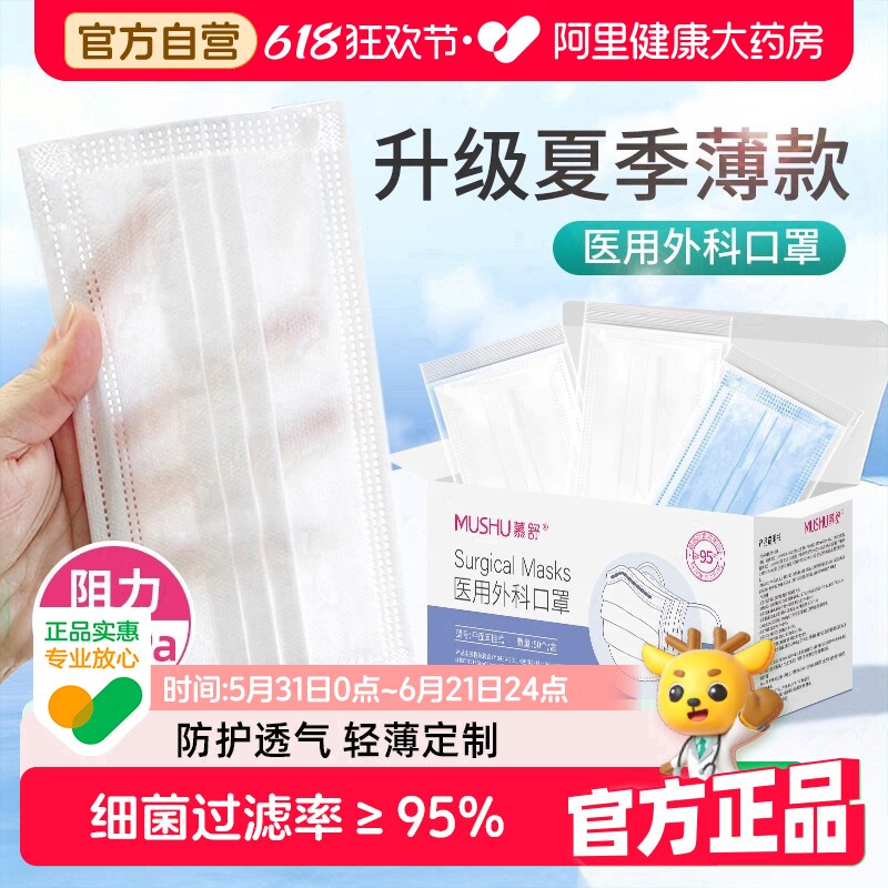 口罩一次性医疗医用外科女高颜值单独包装男三层白色成人冬季保暖