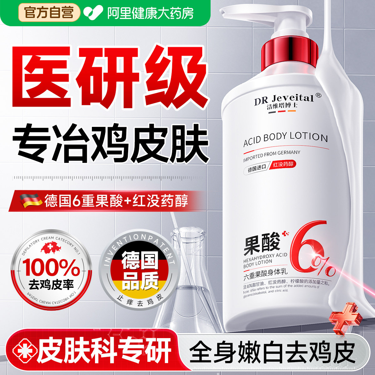 医专用果酸身体乳去鸡皮肤女疙瘩保湿干燥止痒毛囊角质化滋润肤露